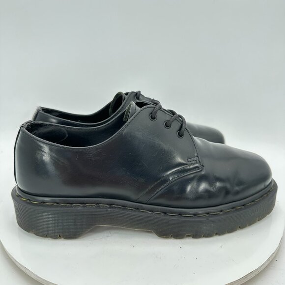 Dr Martens 1461 Women Size 9 Black Smooth Leather Platform Lace Up Derby Shoes - Picture 4 of 12